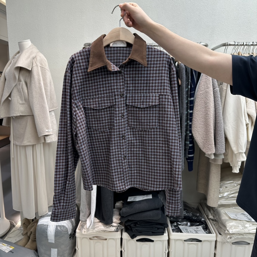 HUMMING BIRD東大門㊣直郵女裝新品職業25秋冬襯衫蕾絲衫格子HUMMING BIRD襯衫/蕾絲衫圖色2