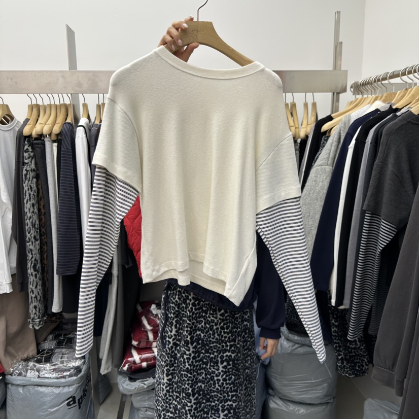 SPECIAL東大門㊣代購女士新款熱賣人氣職業推薦長袖T恤假兩件SPECIAL長袖T恤圖色1