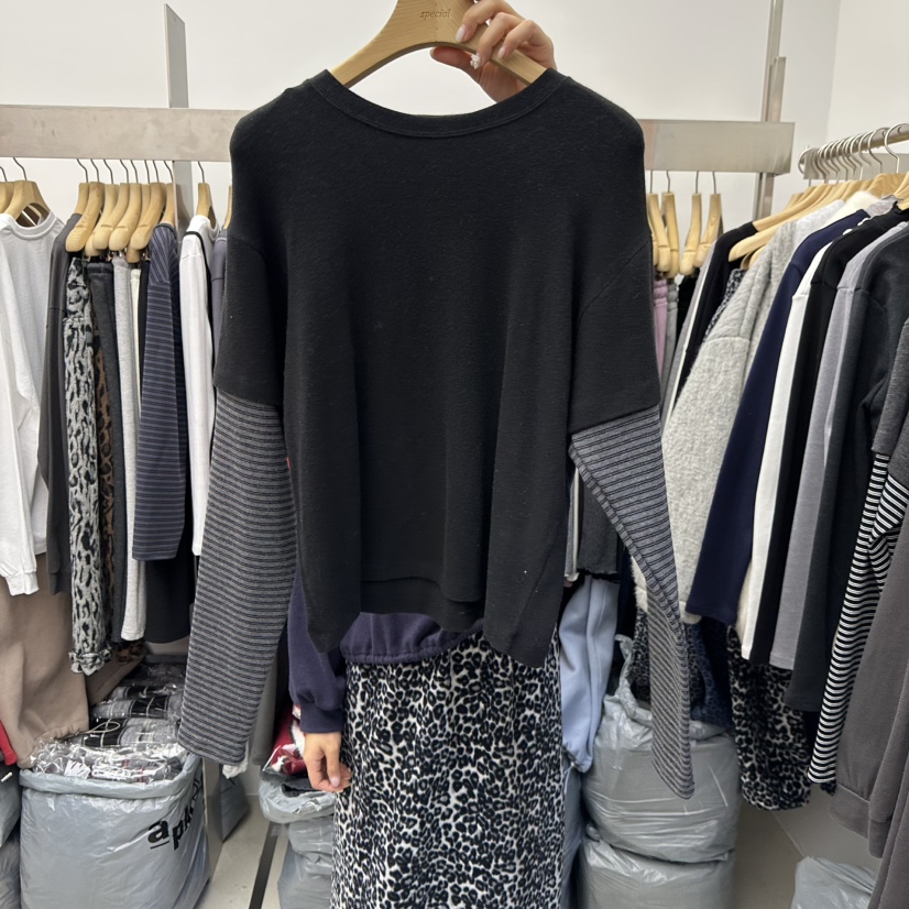 SPECIAL東大門㊣代購女士新款熱賣人氣職業推薦長袖T恤假兩件SPECIAL長袖T恤圖色2