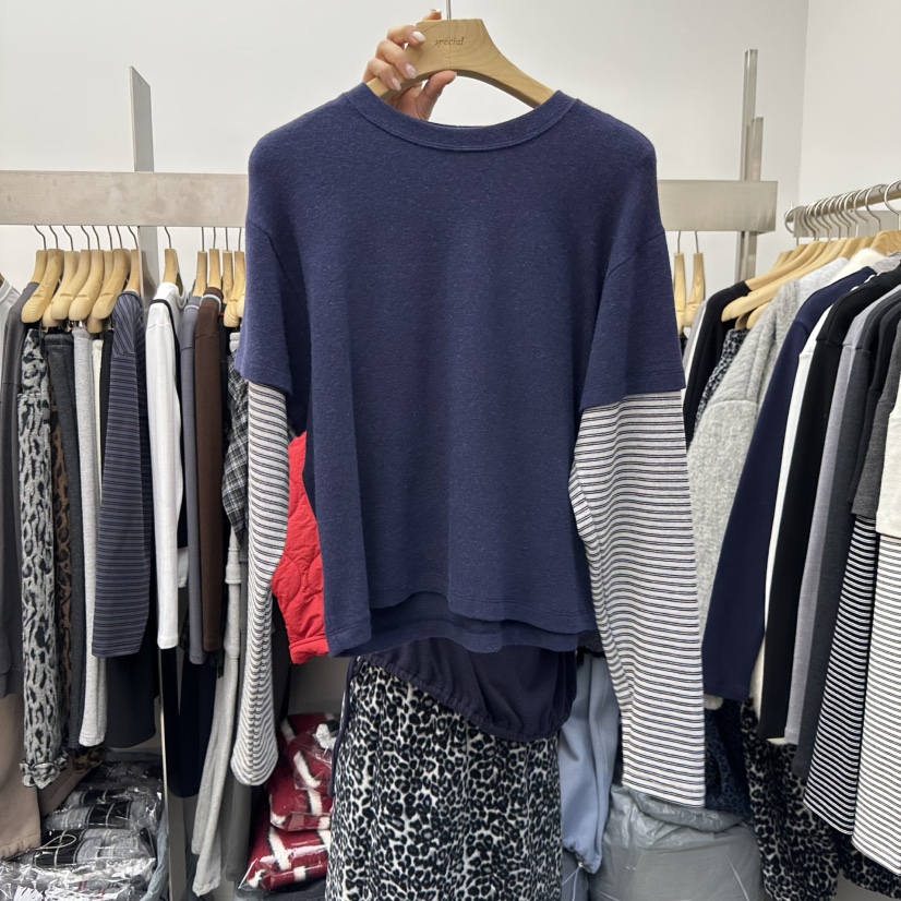 SPECIAL東大門㊣代購女士新款熱賣人氣職業推薦長袖T恤假兩件SPECIAL長袖T恤圖色4