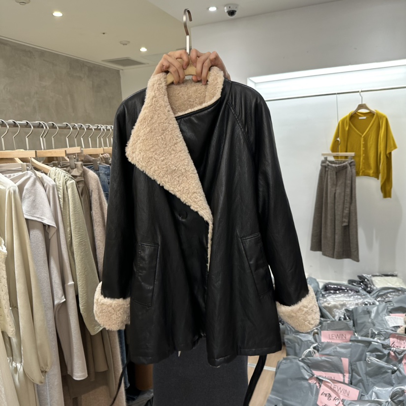LEWIN韓國代購㊣女裝新款推薦人氣職業熱賣25秋冬休閑時尚夾克LEWIN夾克圖色1黑色