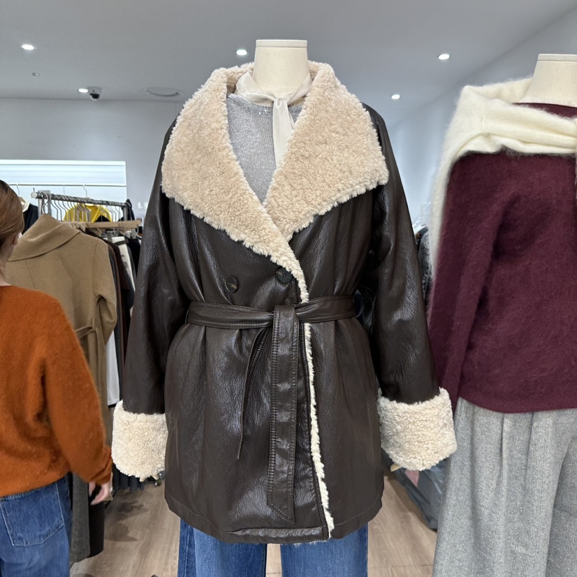 LEWIN韓國代購㊣女裝新款推薦人氣職業熱賣25秋冬休閑時尚夾克LEWIN夾克圖色2棕色