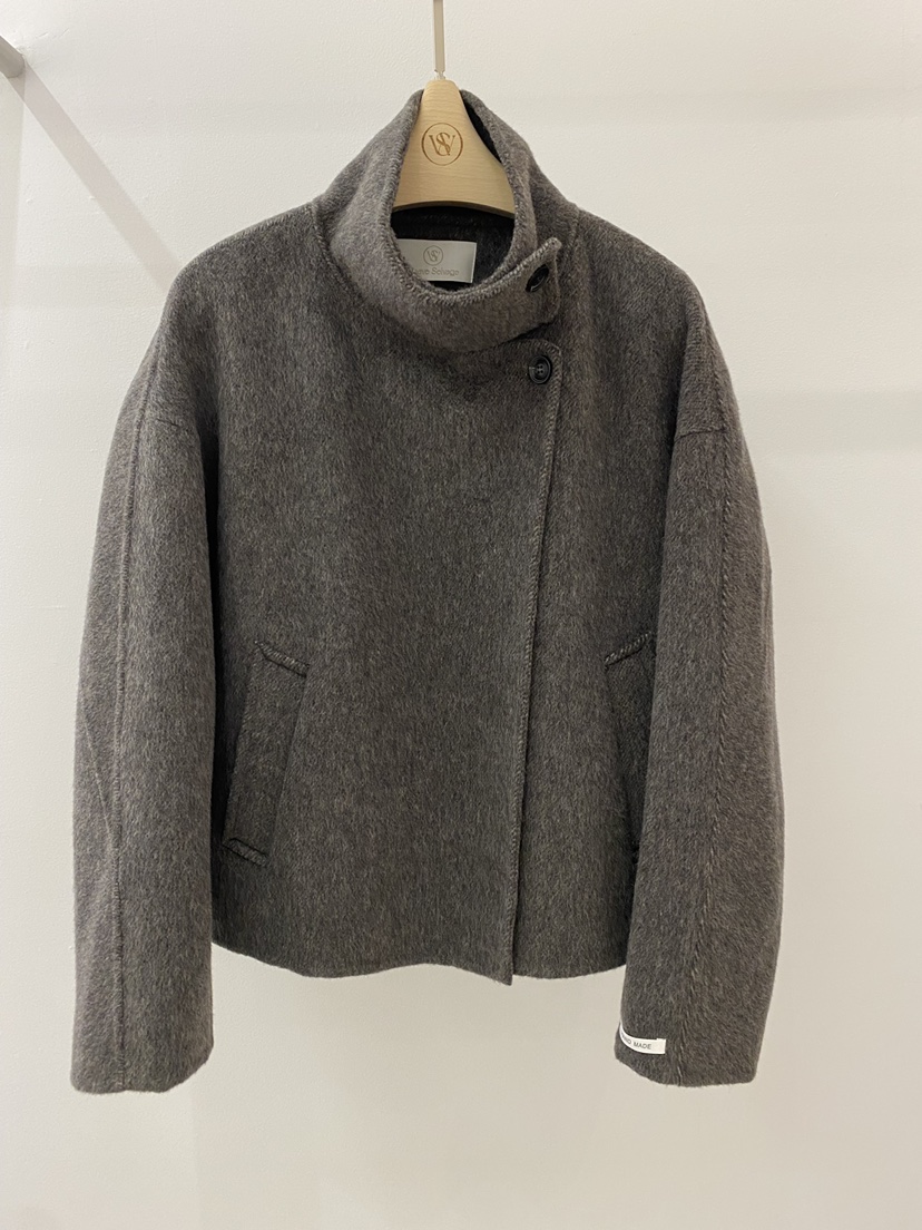 WEAUE SELVAGE韓國代購㊣女士新款25秋冬推薦職業短款大衣Weave Selvage短款大衣圖色2