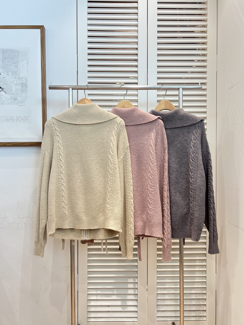 FAVE-L韓國代購㊣女裝新品25秋冬休閑職業推薦熱賣針織衫拉鏈FAVE-L針織衫