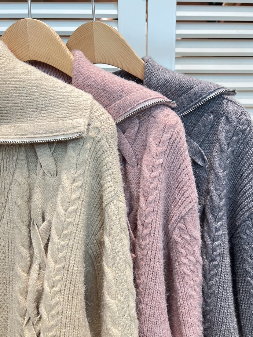 FAVE-L韓國代購㊣女裝新品25秋冬休閑職業推薦熱賣針織衫拉鏈FAVE-L針織衫