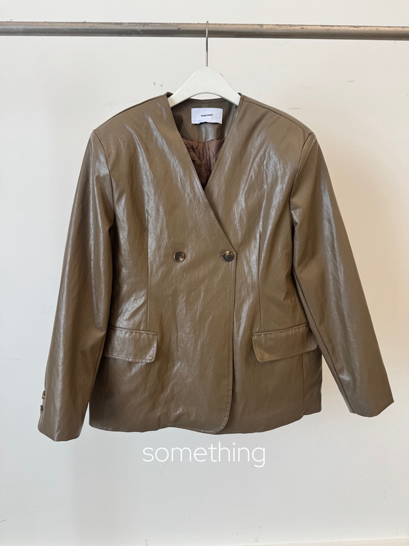 SOMETHING-L/FANCY東大門㊣實拍女士新品推薦人氣夾克皮革SOMETHING-L/FANCY夾克圖色1淺棕