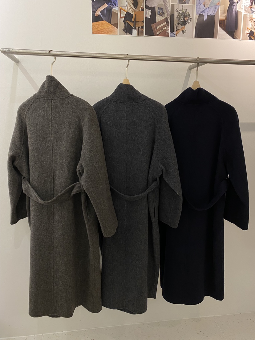 WEAUE SELVAGE東大門㊣實拍女士新品人氣中長款大衣含腰帶Weave Selvage中長款大衣