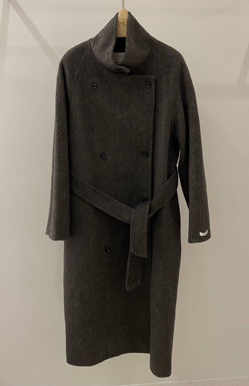 WEAUE SELVAGE東大門㊣實拍女士新品人氣中長款大衣含腰帶Weave Selvage中長款大衣圖色2棕色