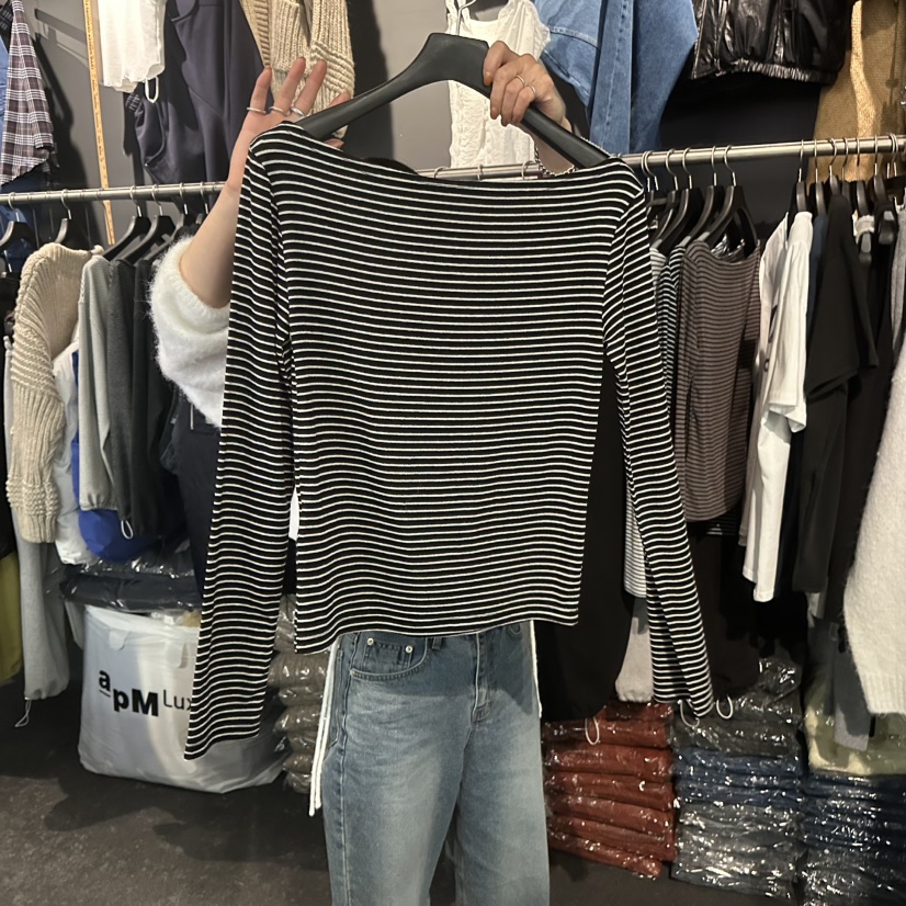 ELF-L韓國直郵㊣女裝新款人氣熱賣推薦25秋冬職業休閑長袖T恤PROJECT ELF/ELF-L長袖T恤圖色4黑白