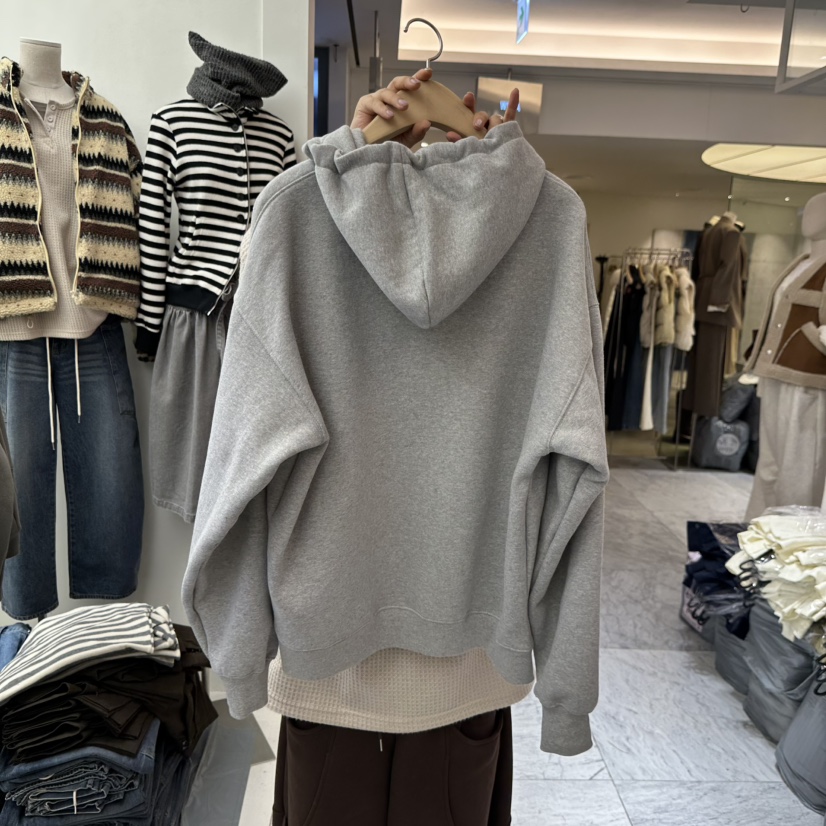 CHAV韓國代購㊣女士新款休閑職業推薦25秋冬夾克拉鏈加絨連帽CHAV夾克