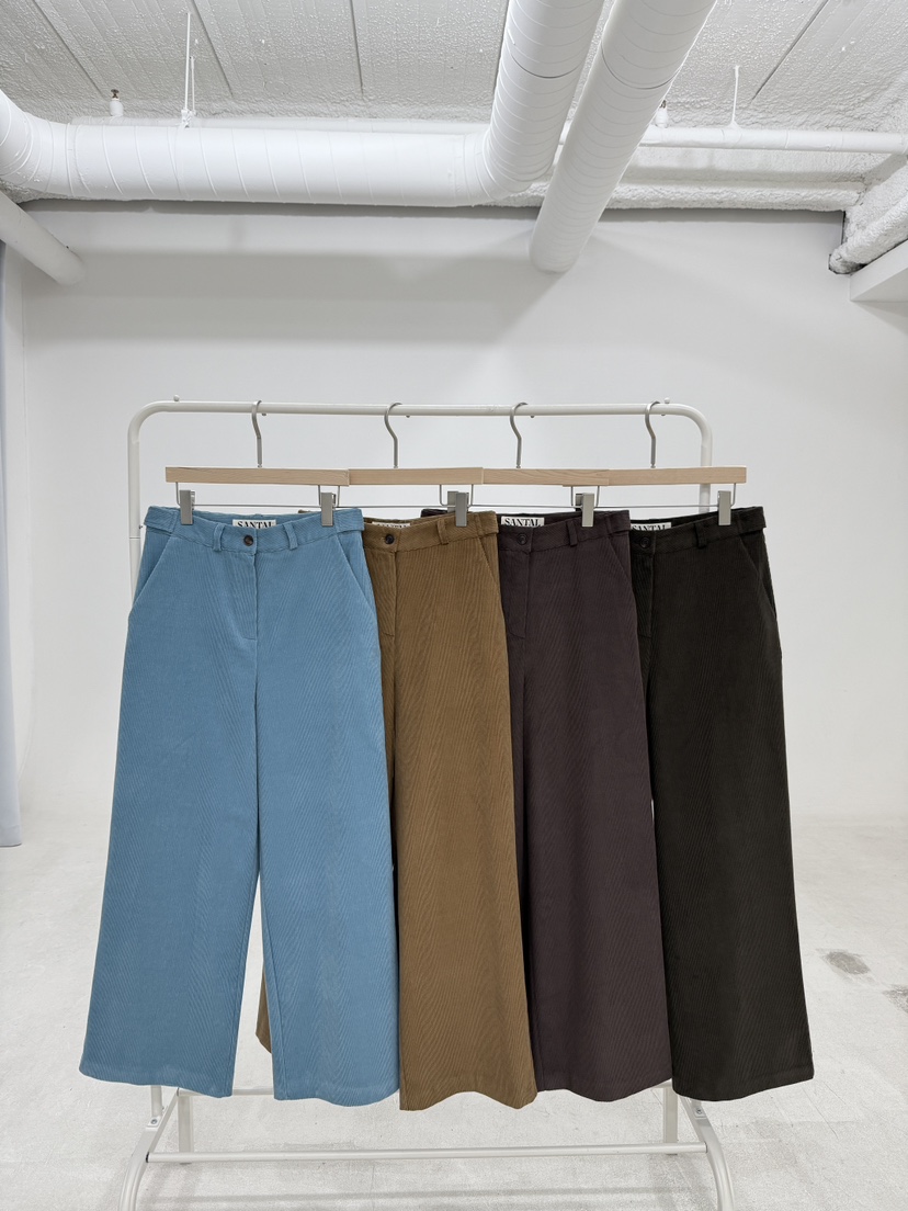 SANTAL東大門㊣代購女裝新品推薦時尚休閑褲燈芯絨拉絨紐扣SANTAL休閑褲