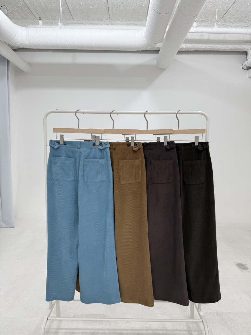 SANTAL東大門㊣代購女裝新品推薦時尚休閑褲燈芯絨拉絨紐扣SANTAL休閑褲