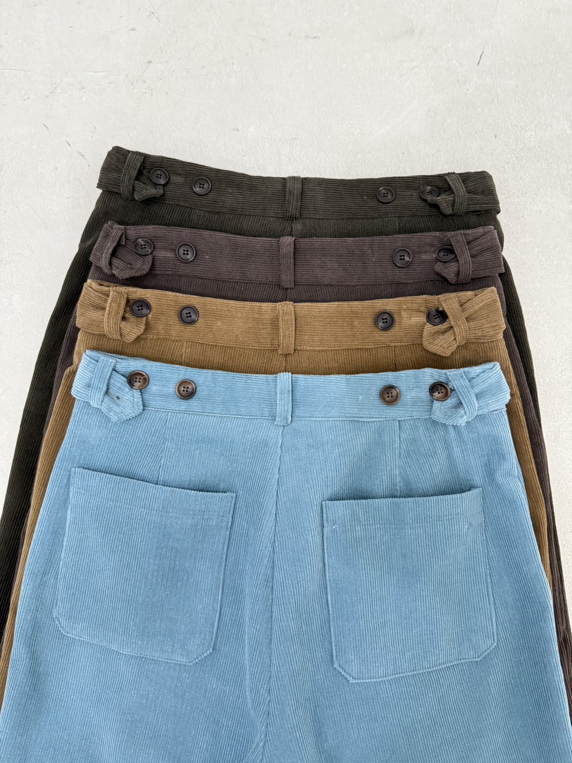 SANTAL東大門㊣代購女裝新品推薦時尚休閑褲燈芯絨拉絨紐扣SANTAL休閑褲