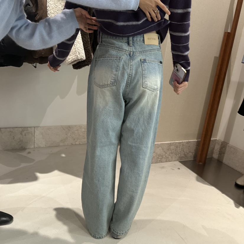 ANDMORE BUTTON韓國直郵㊣女士新款推薦牛仔褲寬松牛仔水洗ANDMORE BUTTON牛仔褲