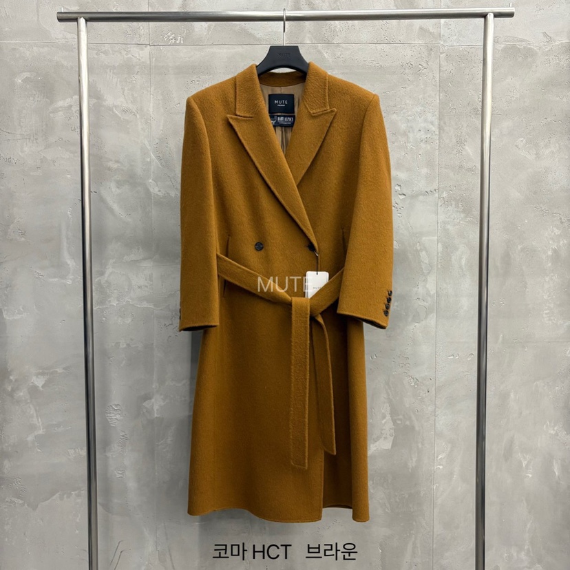 MUTE-P韓國代購㊣女士新款職業人氣熱賣時尚中長款大衣含腰帶MUTE中長款大衣圖色1