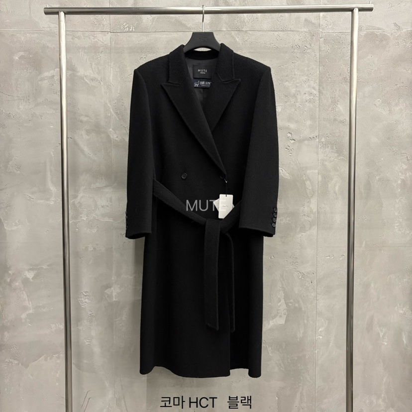MUTE-P韓國代購㊣女士新款職業人氣熱賣時尚中長款大衣含腰帶MUTE中長款大衣圖色2