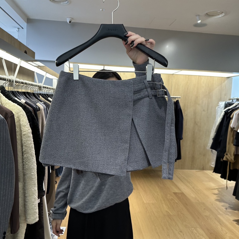 LEFANCY韓國代購㊣女士新品時尚人氣熱賣推薦25秋冬裙褲系帶LEFANCY裙褲圖色1