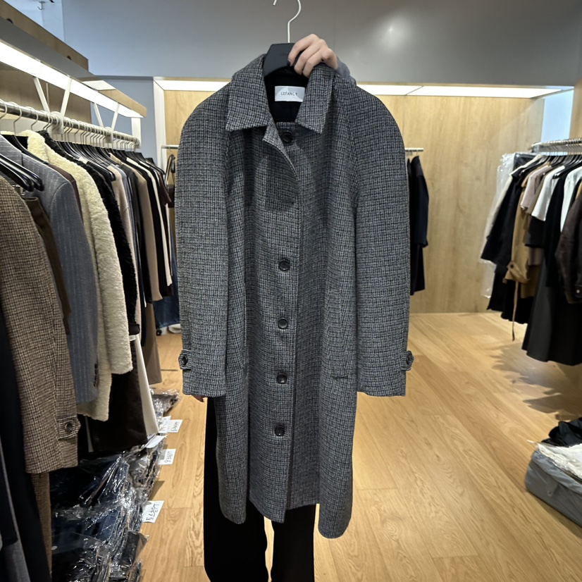 LEFANCY東大門㊣代購女士新品休閑人氣25秋冬長款風衣插肩袖LEFANCY長款風衣圖色2