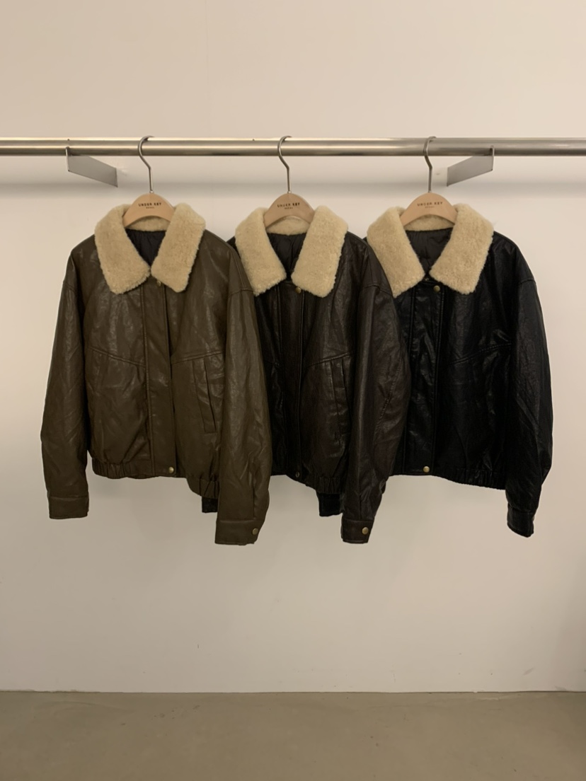 UNDER KEY韓國直郵㊣女裝新款25秋冬推薦皮衣皮革羊皮鴨絨UNDER KEY皮衣