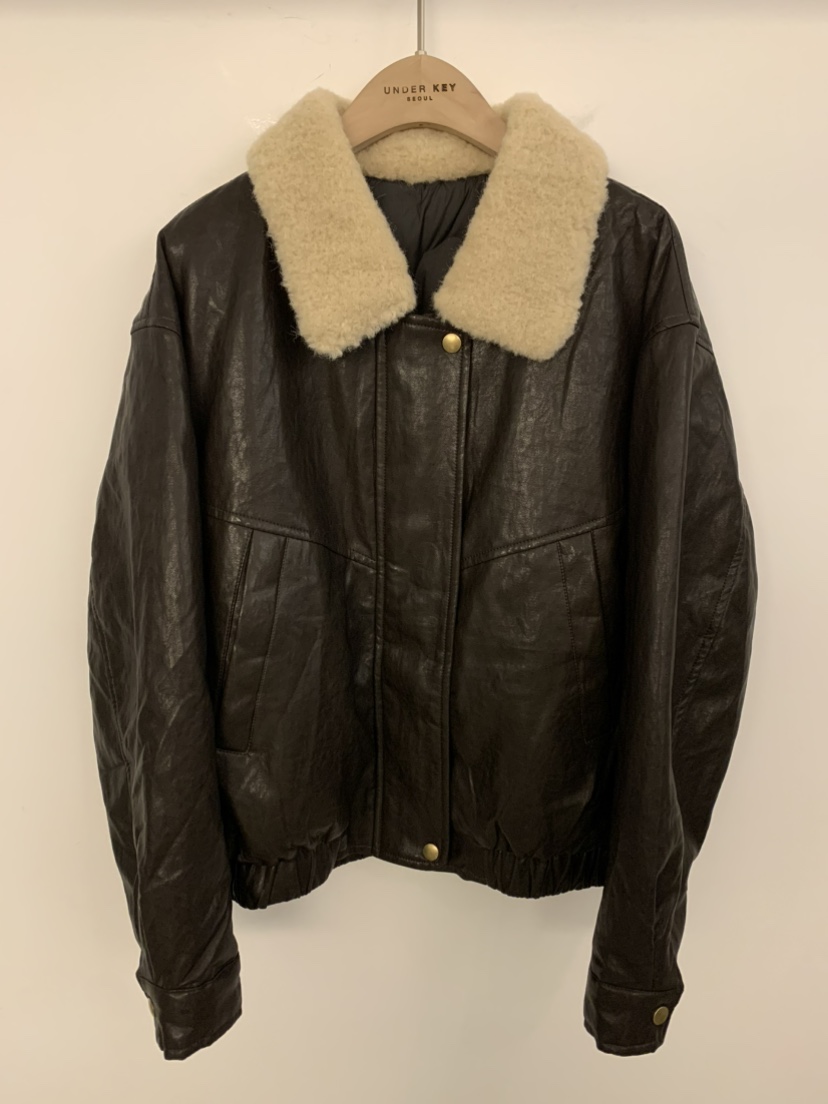 UNDER KEY韓國直郵㊣女裝新款25秋冬推薦皮衣皮革羊皮鴨絨UNDER KEY皮衣圖色2棕色