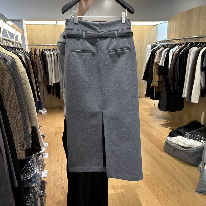 LEFANCY韓國直郵㊣女士新款人氣時尚休閑25秋冬熱賣長裙含腰帶LEFANCY長裙