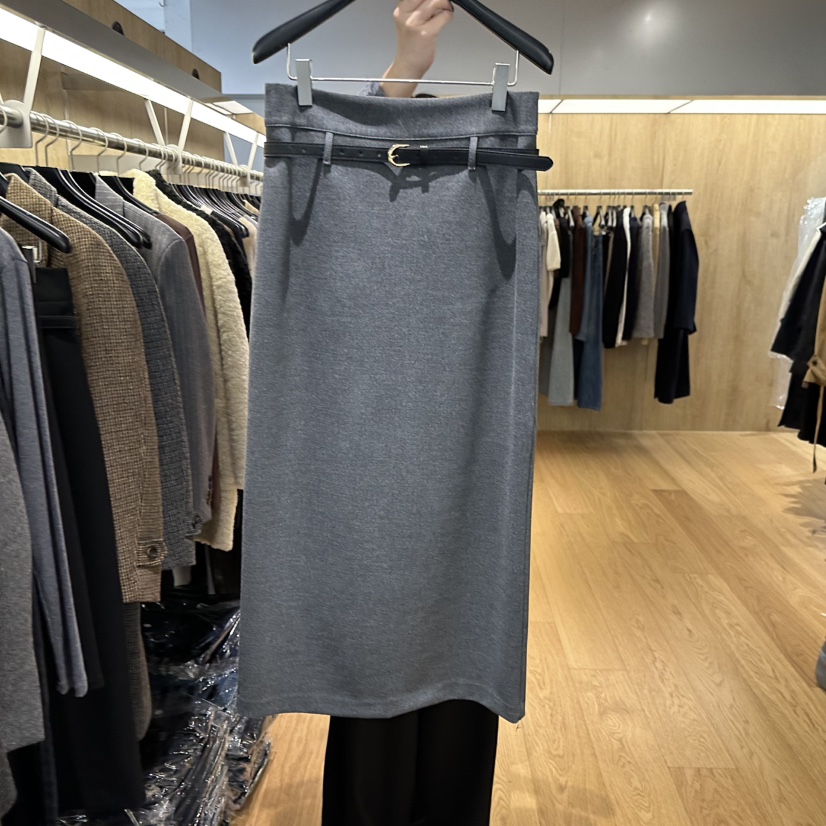 LEFANCY韓國直郵㊣女士新款人氣時尚休閑25秋冬熱賣長裙含腰帶LEFANCY長裙圖色1