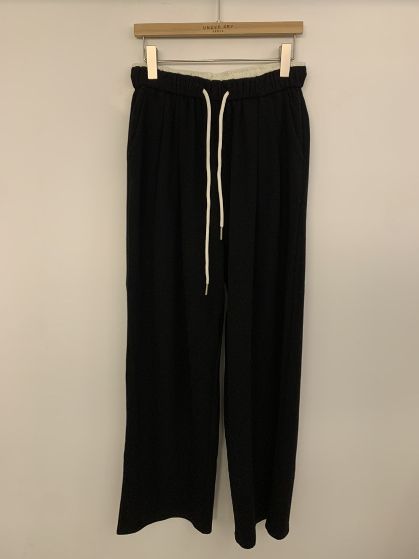 UNDER KEY韓國代購㊣女士新品時尚職業休閑熱賣休閑褲羊毛UNDER KEY休閑褲圖色4黑色