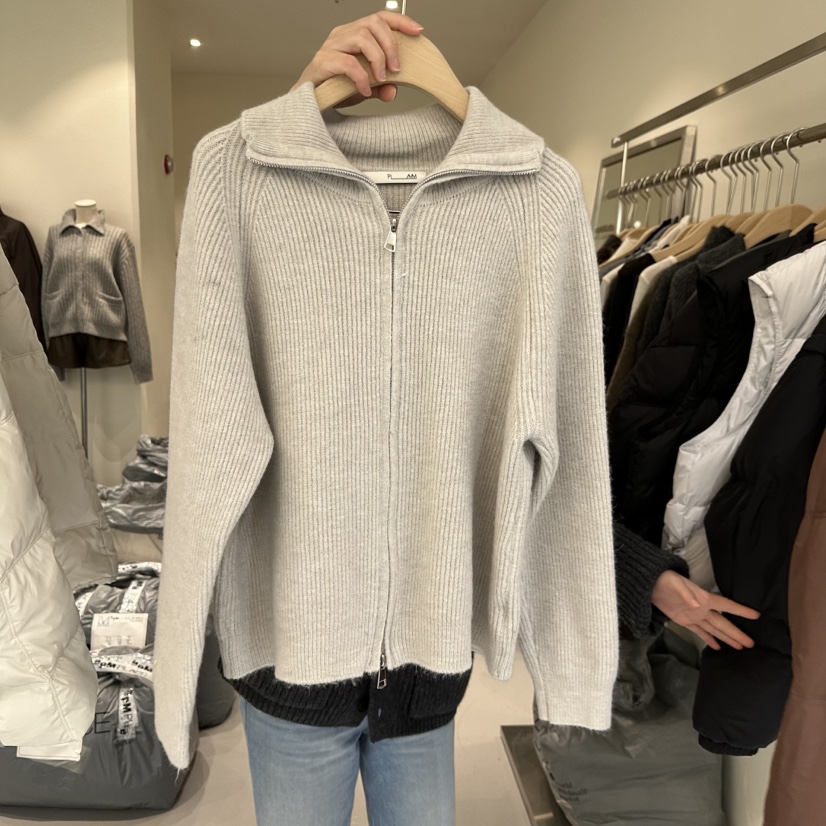 PLAMM東大門㊣直郵女士新品時尚休閑推薦職業25秋冬針織衫拉鏈PLAMM針織衫圖色1