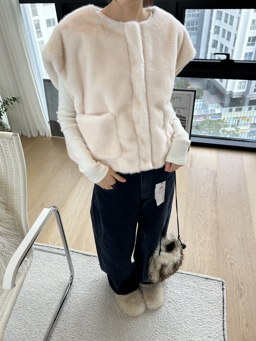 ME MO東大門㊣實拍女士新品推薦25秋冬職業馬甲不含內搭貂皮ME MO馬甲