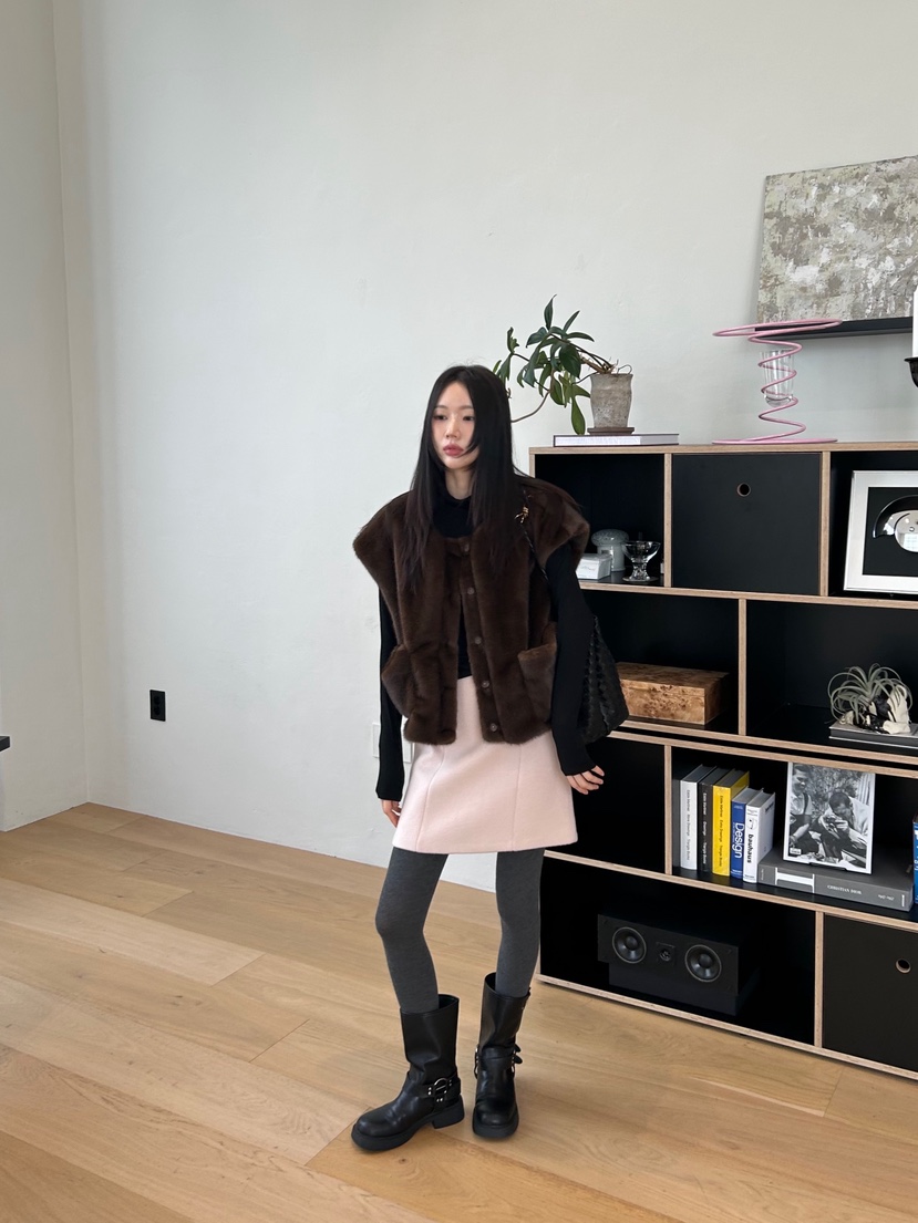 ME MO東大門㊣實拍女士新品推薦25秋冬職業馬甲不含內搭貂皮ME MO馬甲