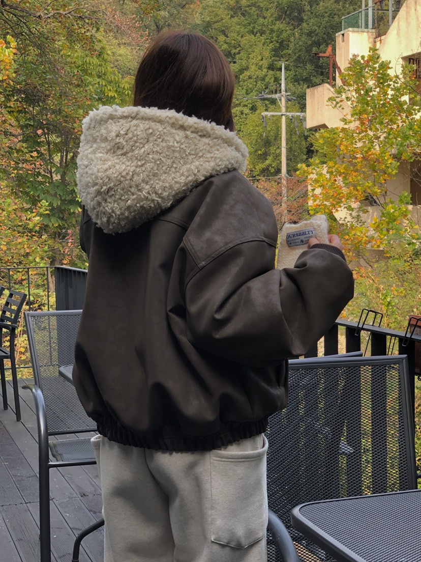 ONDO-P東大門㊣直郵女裝新款時尚休閑熱賣人氣夾克毛絨連帽ONDO-P夾克