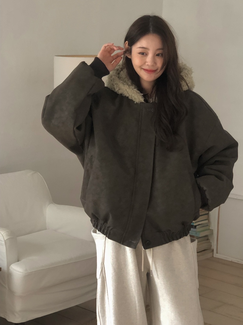 ONDO-P東大門㊣直郵女裝新款時尚休閑熱賣人氣夾克毛絨連帽ONDO-P夾克圖色2