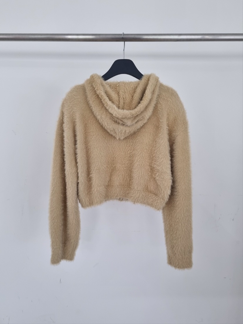 VERANDA韓國直郵㊣女士新品熱賣25秋冬針織衫連帽拉鏈衫貂皮VERANDA針織衫