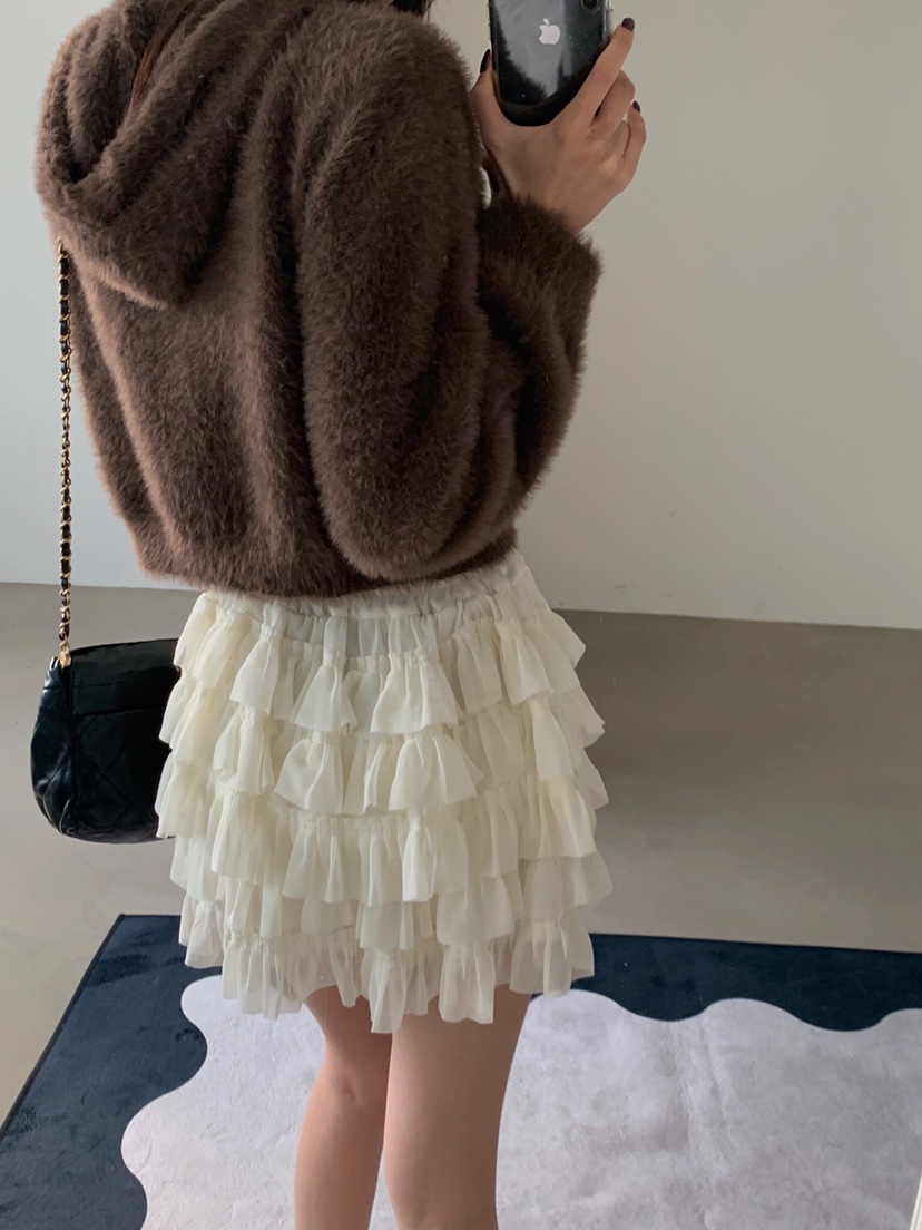 VERANDA韓國直郵㊣女士新品熱賣25秋冬針織衫連帽拉鏈衫貂皮VERANDA針織衫