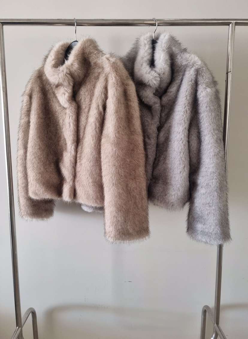 VERANDA東大門㊣代購女士新品時尚休閑推薦短款大衣生態毛毛皮VERANDA短款大衣