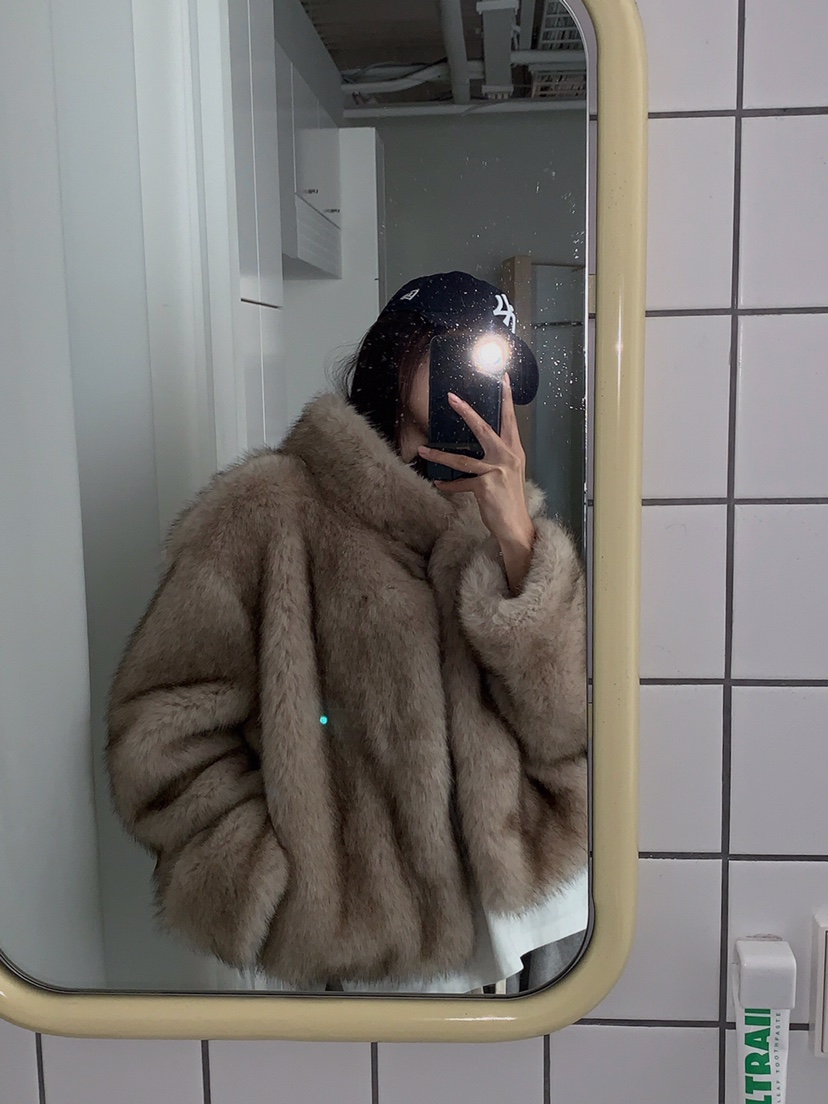 VERANDA東大門㊣代購女士新品時尚休閑推薦短款大衣生態毛毛皮VERANDA短款大衣