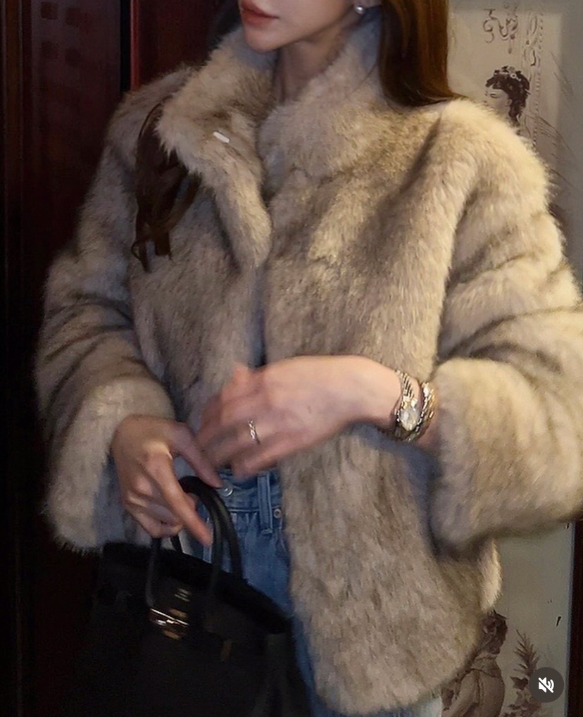 VERANDA東大門㊣代購女士新品時尚休閑推薦短款大衣生態毛毛皮VERANDA短款大衣