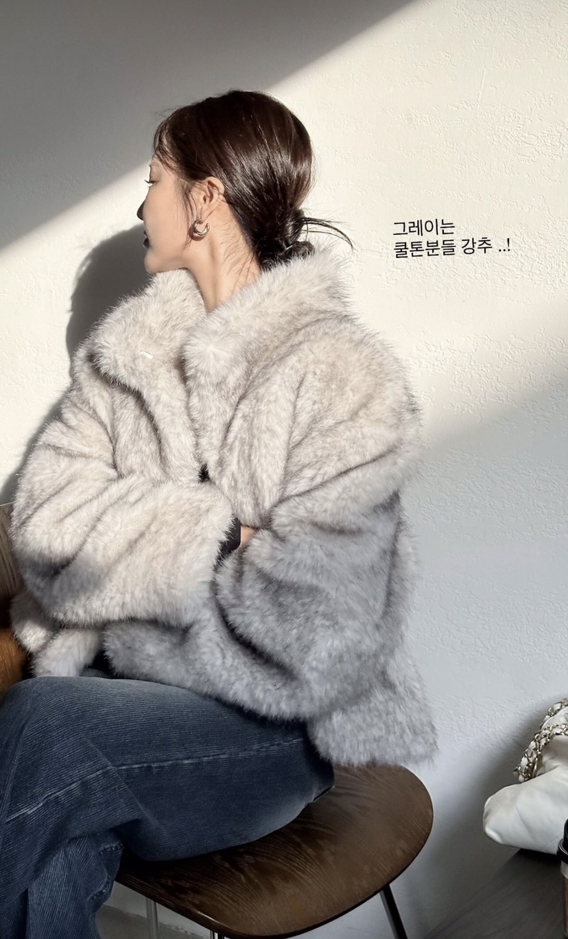 VERANDA東大門㊣代購女士新品時尚休閑推薦短款大衣生態毛毛皮VERANDA短款大衣