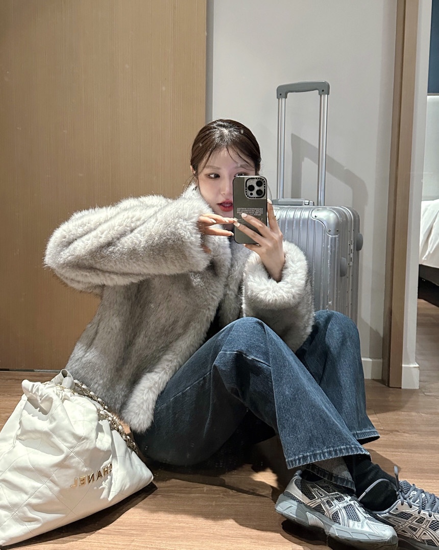 VERANDA東大門㊣代購女士新品時尚休閑推薦短款大衣生態毛毛皮VERANDA短款大衣