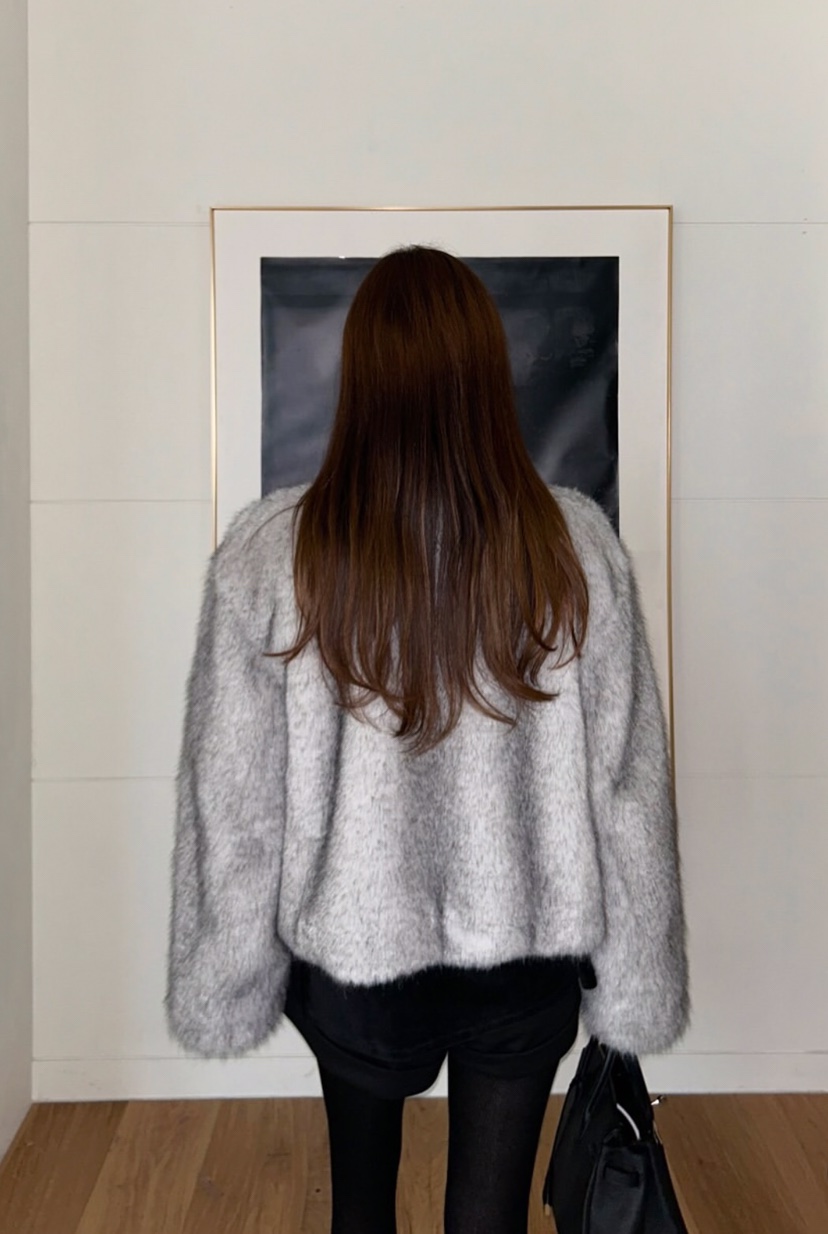 VERANDA東大門㊣代購女士新品時尚休閑推薦短款大衣生態毛毛皮VERANDA短款大衣