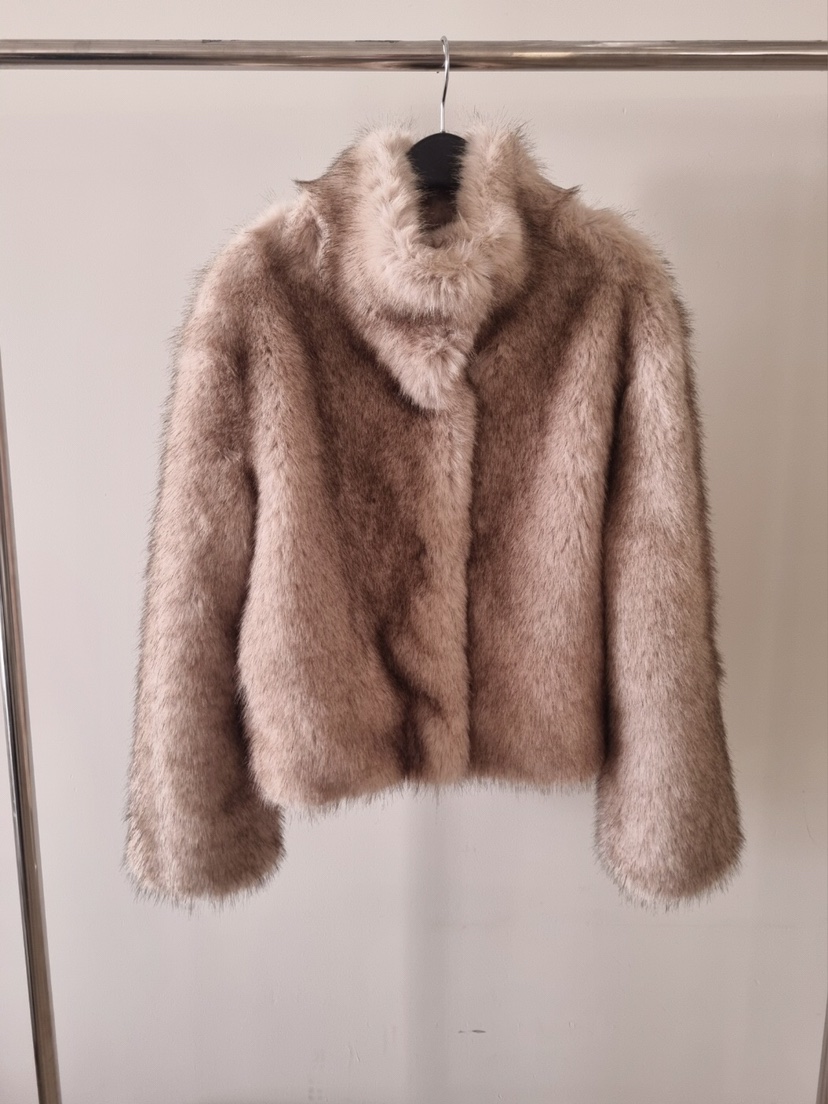 VERANDA東大門㊣代購女士新品時尚休閑推薦短款大衣生態毛毛皮VERANDA短款大衣圖色1