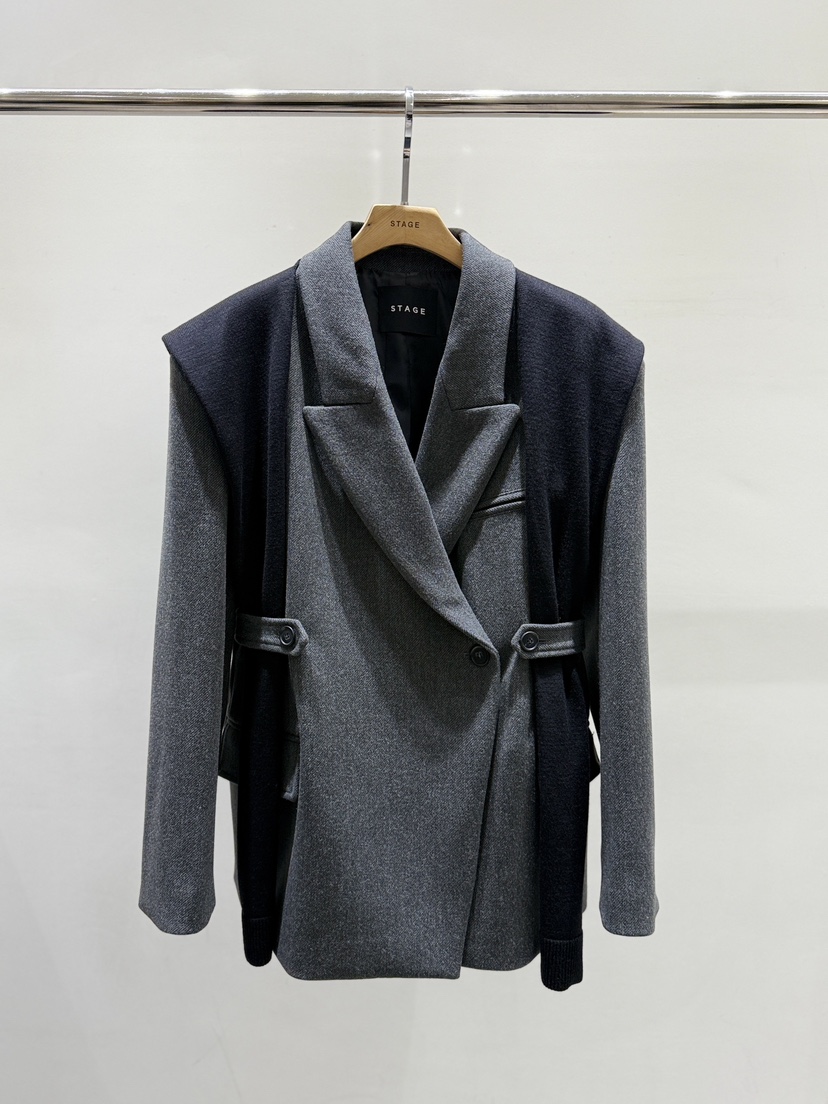 STAGE韓國直郵㊣女士新品推薦職業時尚熱賣25秋冬人氣夾克披肩STAGE夾克圖色1