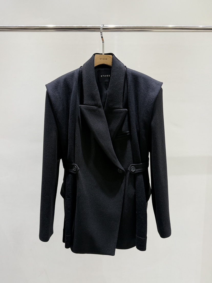 STAGE韓國直郵㊣女士新品推薦職業時尚熱賣25秋冬人氣夾克披肩STAGE夾克圖色2