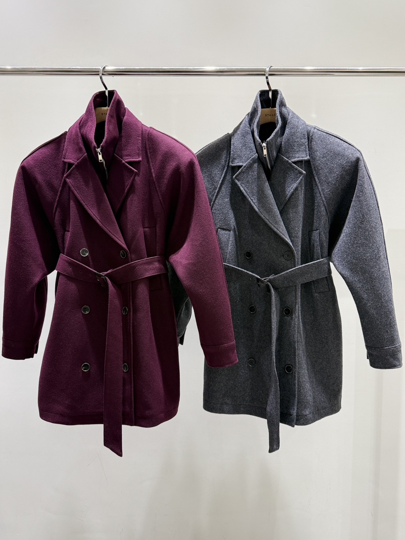 STAGE韓國直郵㊣女裝新品25秋冬時尚人氣熱賣推薦休閑短款大衣STAGE短款大衣