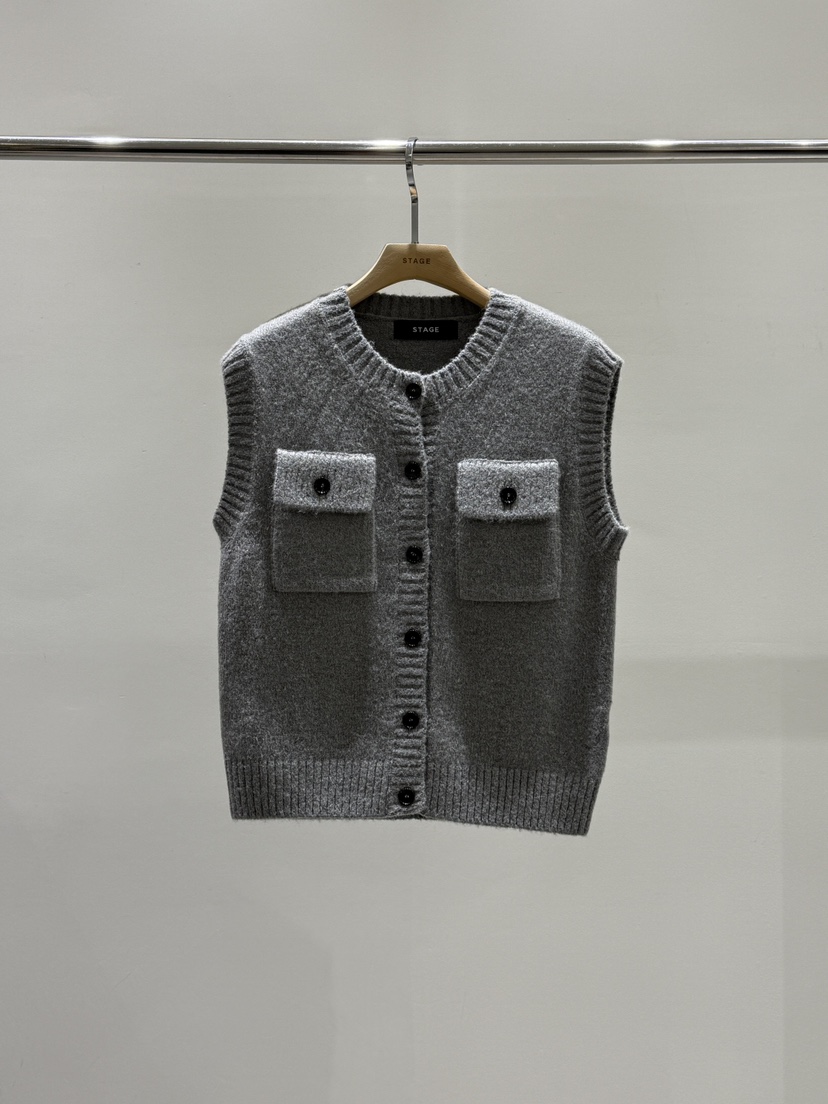 STAGE東大門㊣代購女裝新款職業推薦時尚熱賣人氣休閑25秋冬馬甲STAGE馬甲圖色3