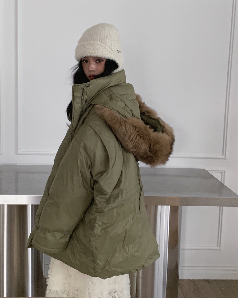 LIVE AID-P韓國直郵㊣女裝新款熱賣時尚休閑長款羽絨服狐貍LIVE AID-P長款羽絨服