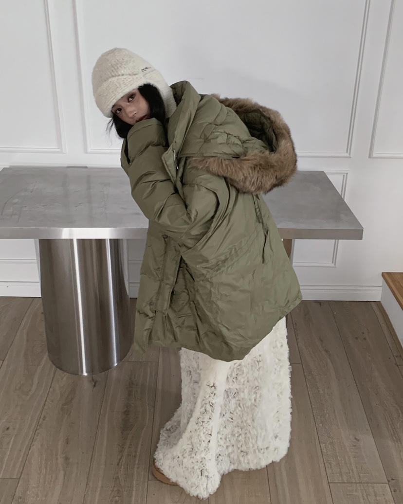 LIVE AID-P韓國直郵㊣女裝新款熱賣時尚休閑長款羽絨服狐貍LIVE AID-P長款羽絨服