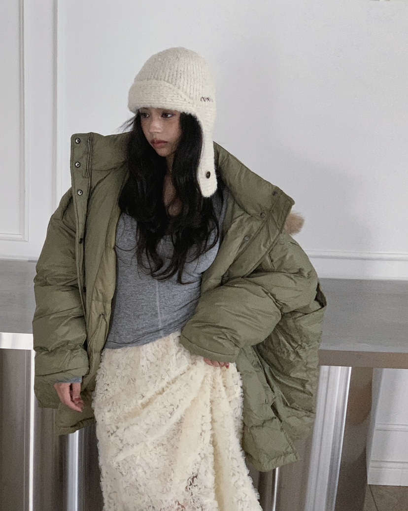 LIVE AID-P韓國直郵㊣女裝新款熱賣時尚休閑長款羽絨服狐貍LIVE AID-P長款羽絨服