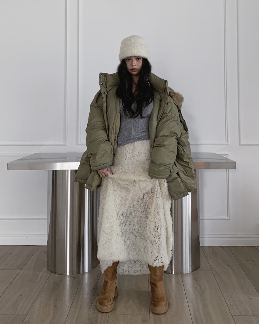 LIVE AID-P韓國直郵㊣女裝新款熱賣時尚休閑長款羽絨服狐貍LIVE AID-P長款羽絨服