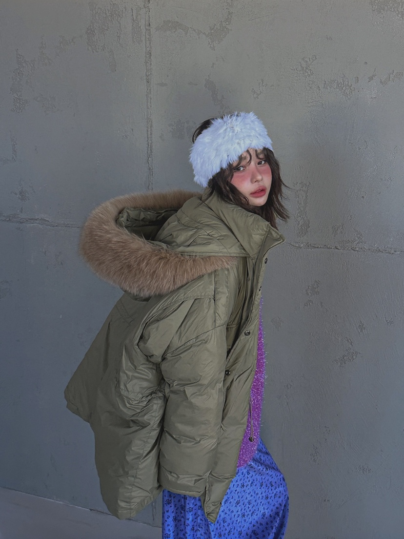 LIVE AID-P韓國直郵㊣女裝新款熱賣時尚休閑長款羽絨服狐貍LIVE AID-P長款羽絨服